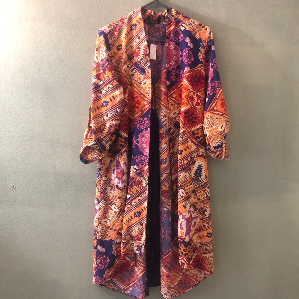 Christopher Fink Printed Duster Kimono Top